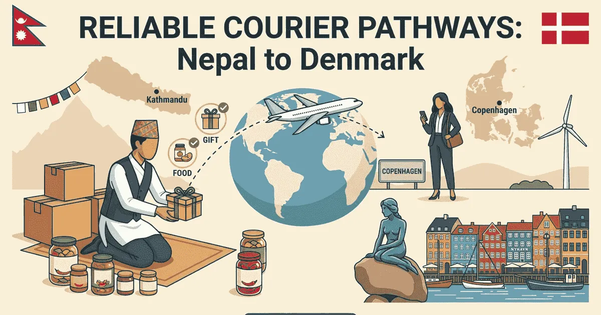 A parcel being shipped from Nepal to Denmark